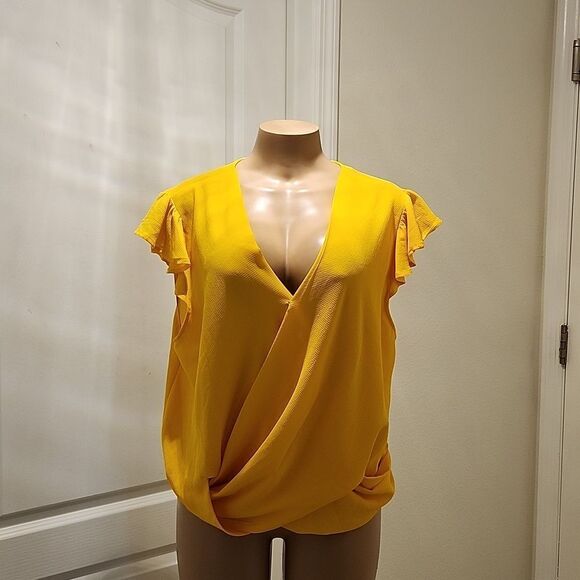 BRAND NEW ZENOBIA TOP CURVY V-NECK RUFFLE SLEEVE WOMEN'S BLOUSE - Picture 5 of 13